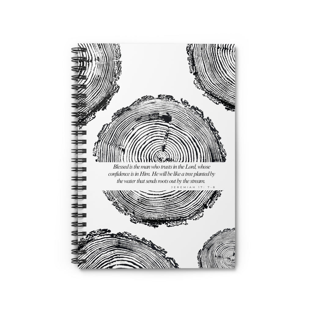 Woodcut Tree Ring Spiral Notebook Jeremiah 17: 7-8 #0398
