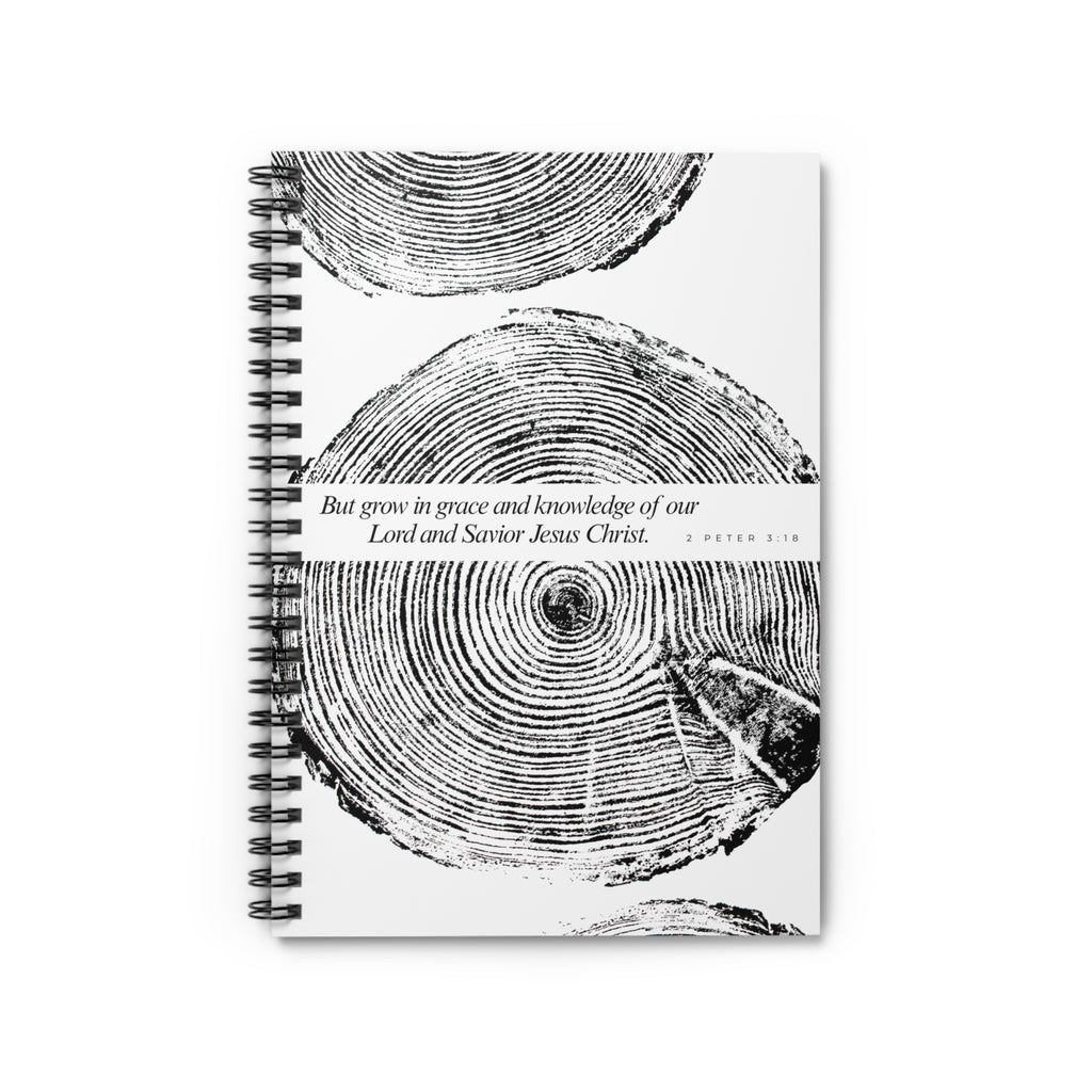 Woodcut Tree Ring Spiral Notebook 2 Peter 3:18 #0410