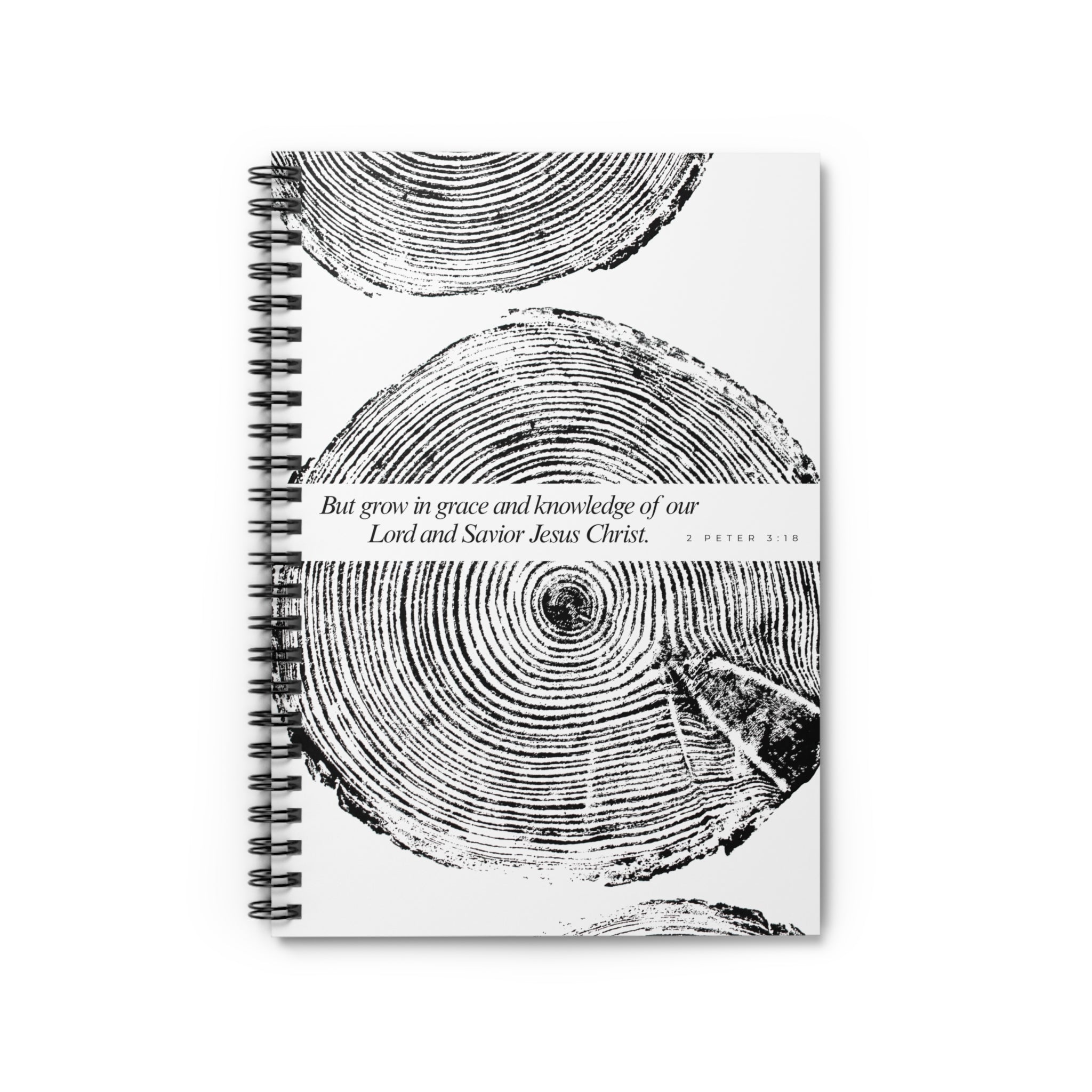 Woodcut Tree Ring Spiral Notebook 2 Peter 3:18 #0410