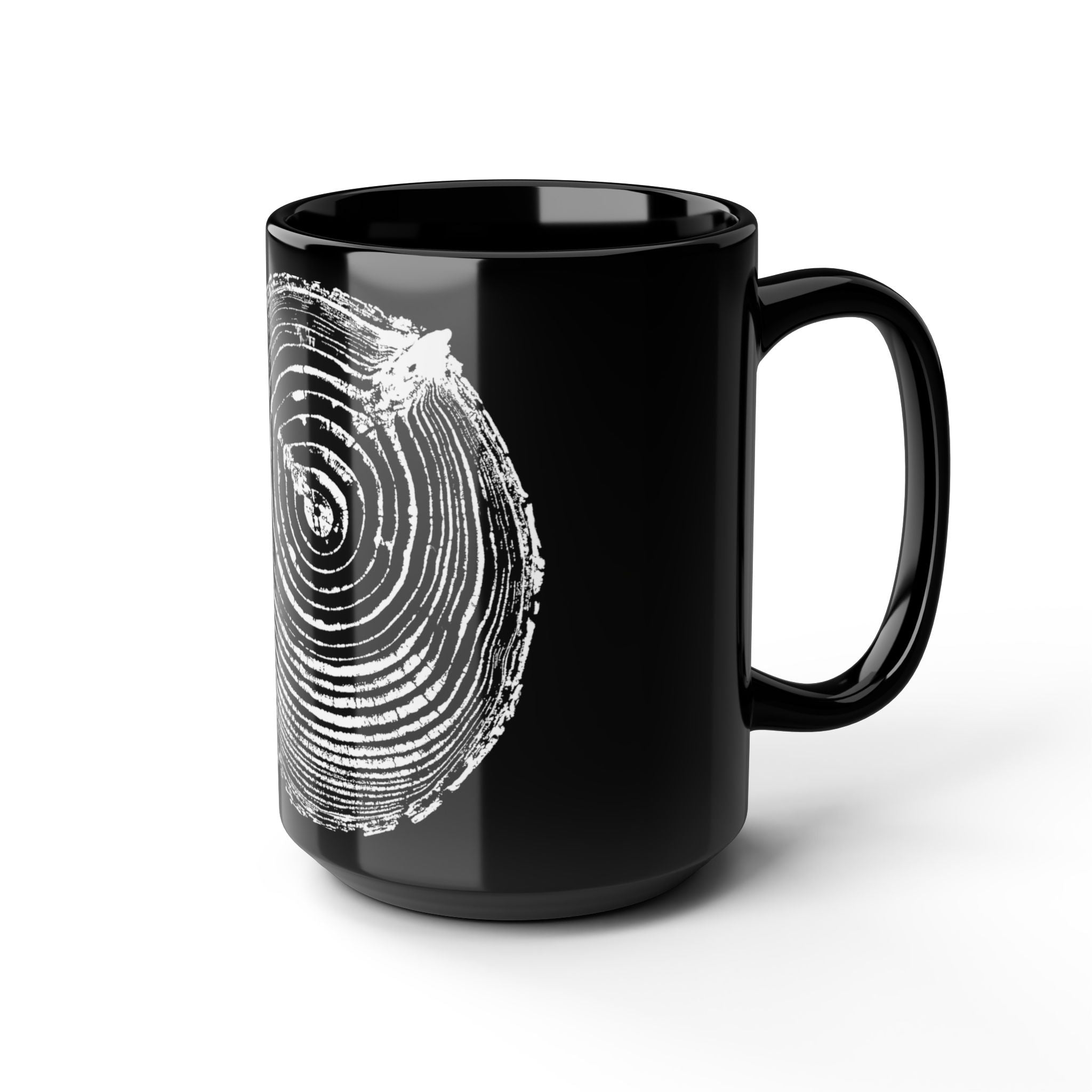 Cottonwood Tree Ring Print Black Ceramic Mug #6770