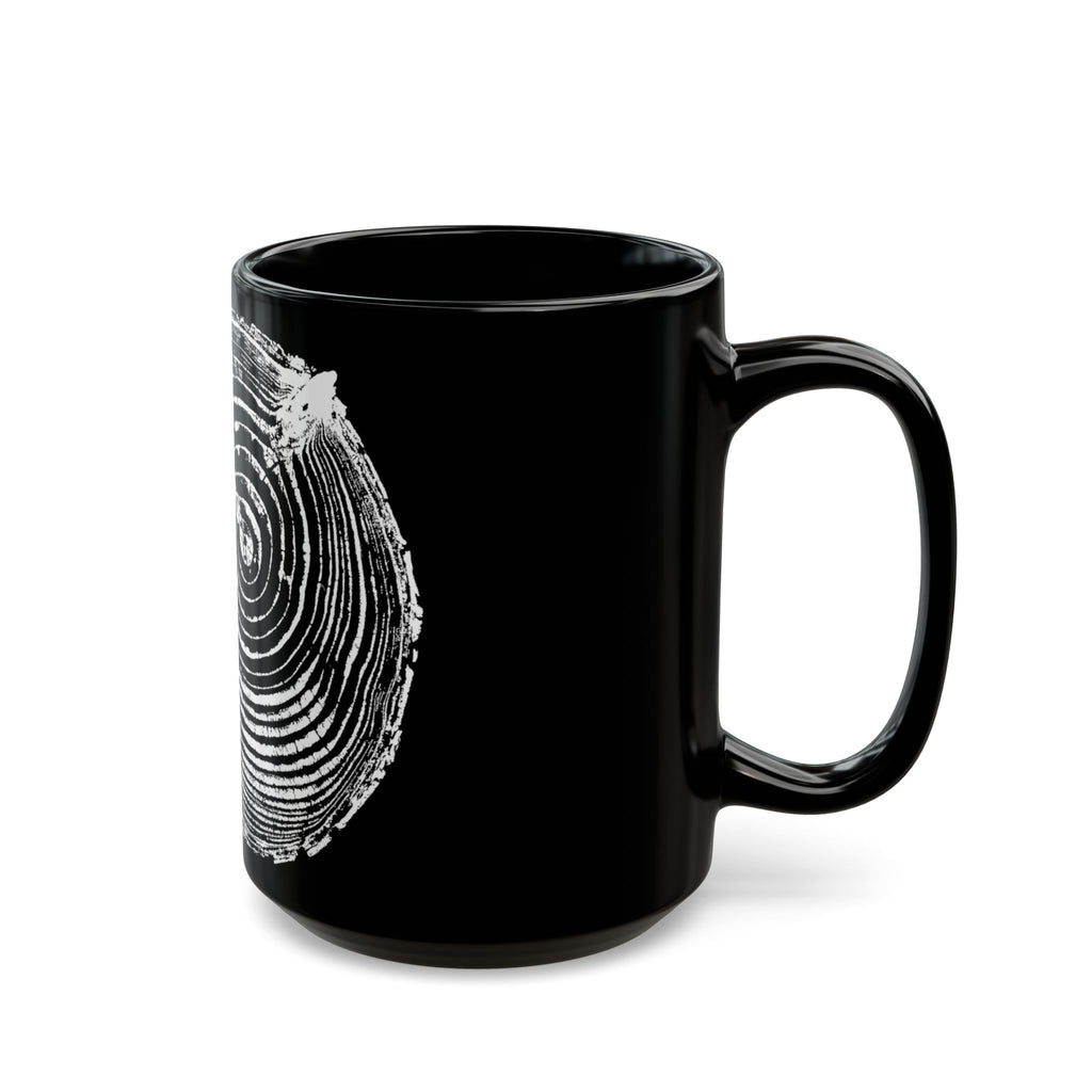 Cottonwood Tree Ring Print Black Ceramic Mug #6770