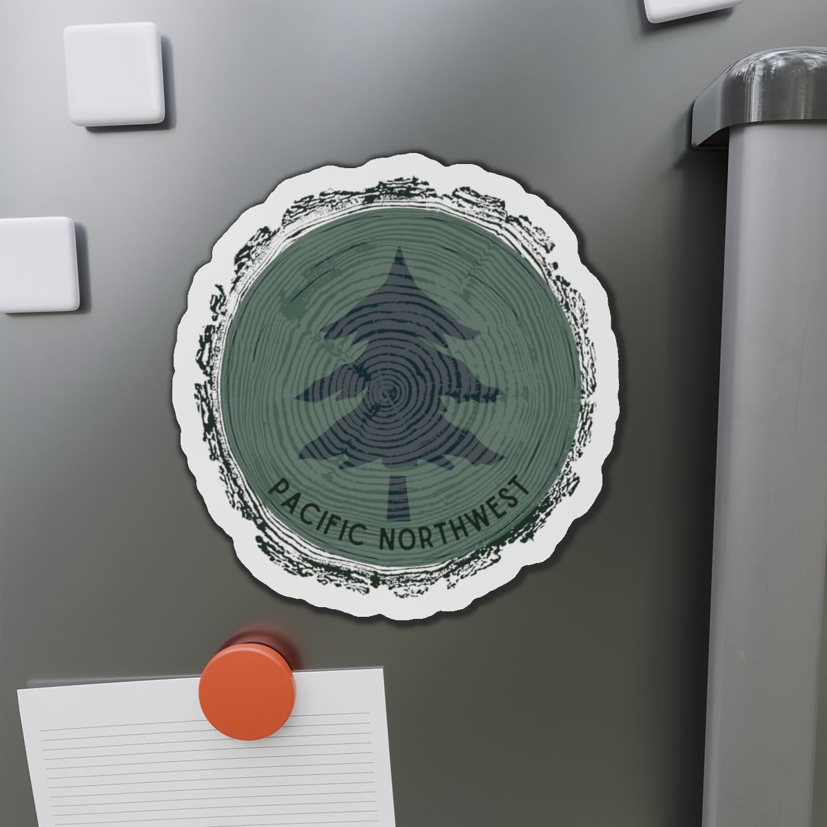 Pacific Northwest Woodgrain Tree Ring Die-Cut Magnet