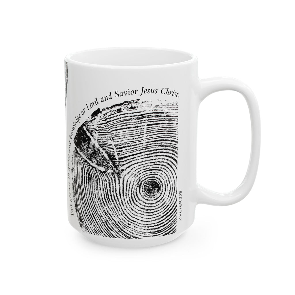 Woodcut Print Ceramic Mug 2 Peter 3:18 #0410 (11oz | 15oz)