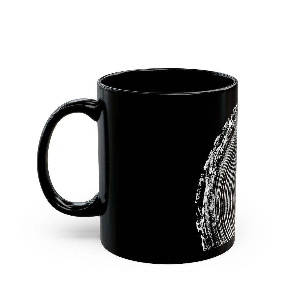 Tree Ring Print Black Ceramic Mug #0398