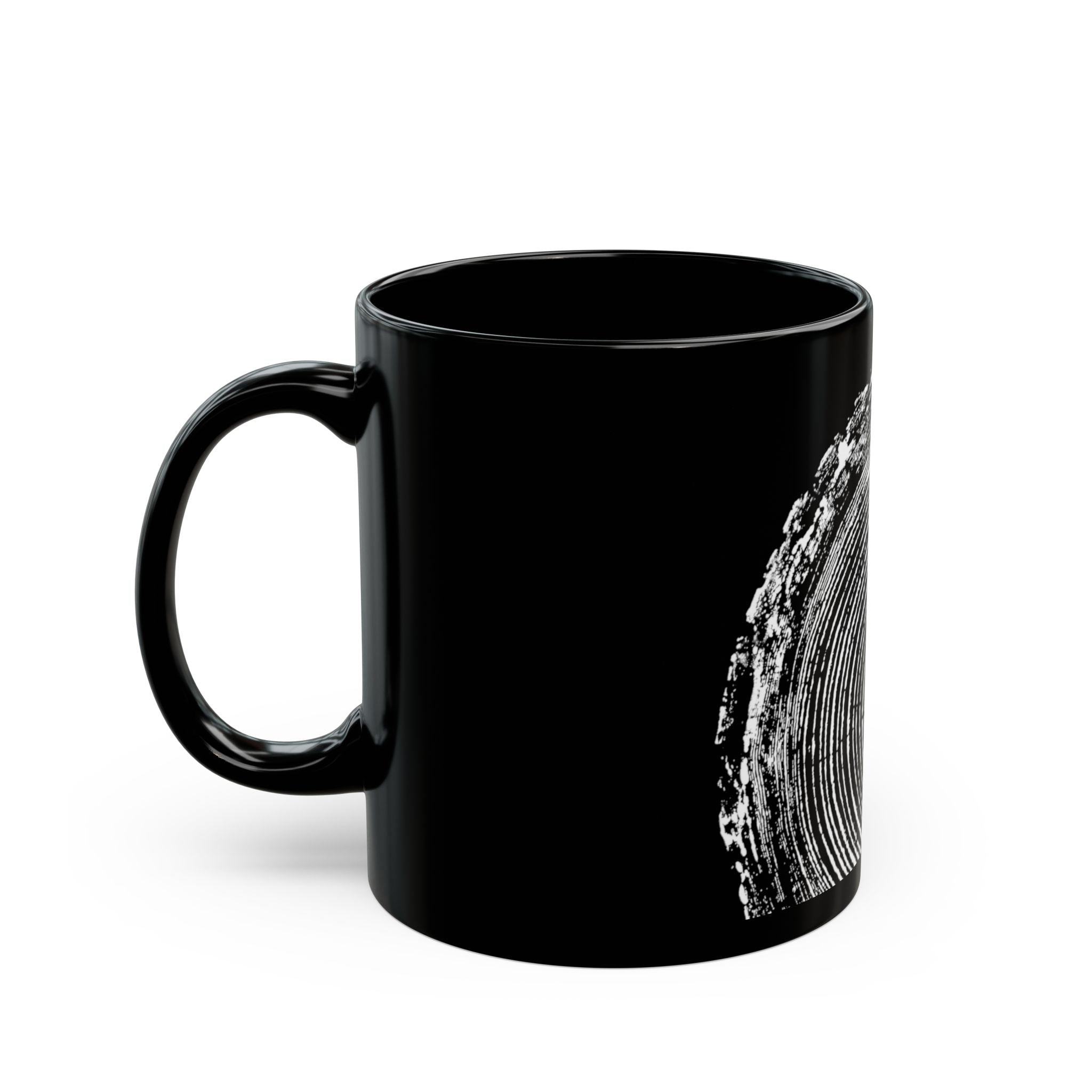 Tree Ring Print Black Ceramic Mug #0398