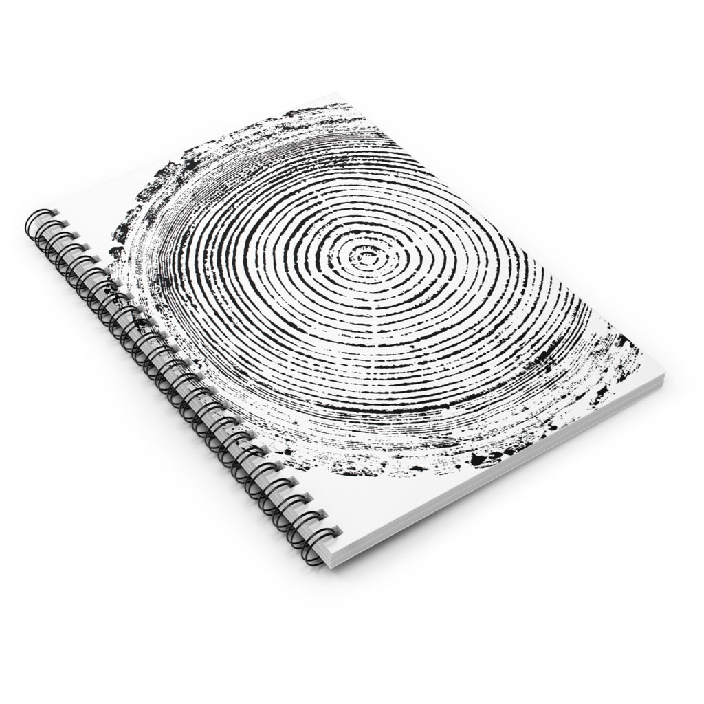 Tree Ring Woodcut Print Spiral Notebook #0398