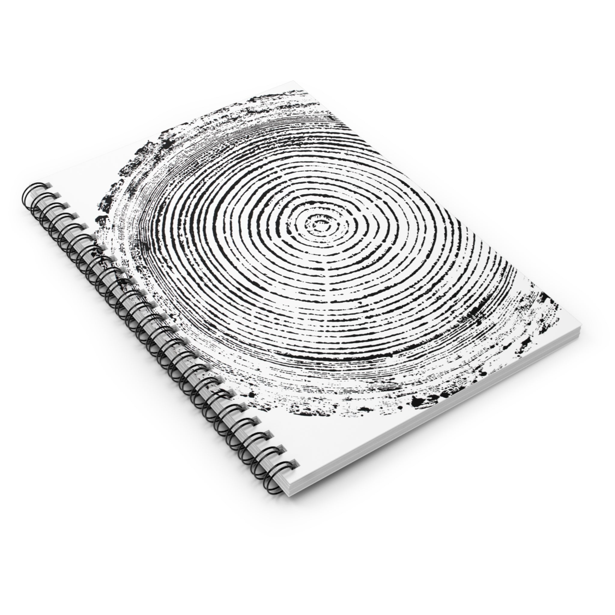 Tree Ring Woodcut Print Spiral Notebook #0398