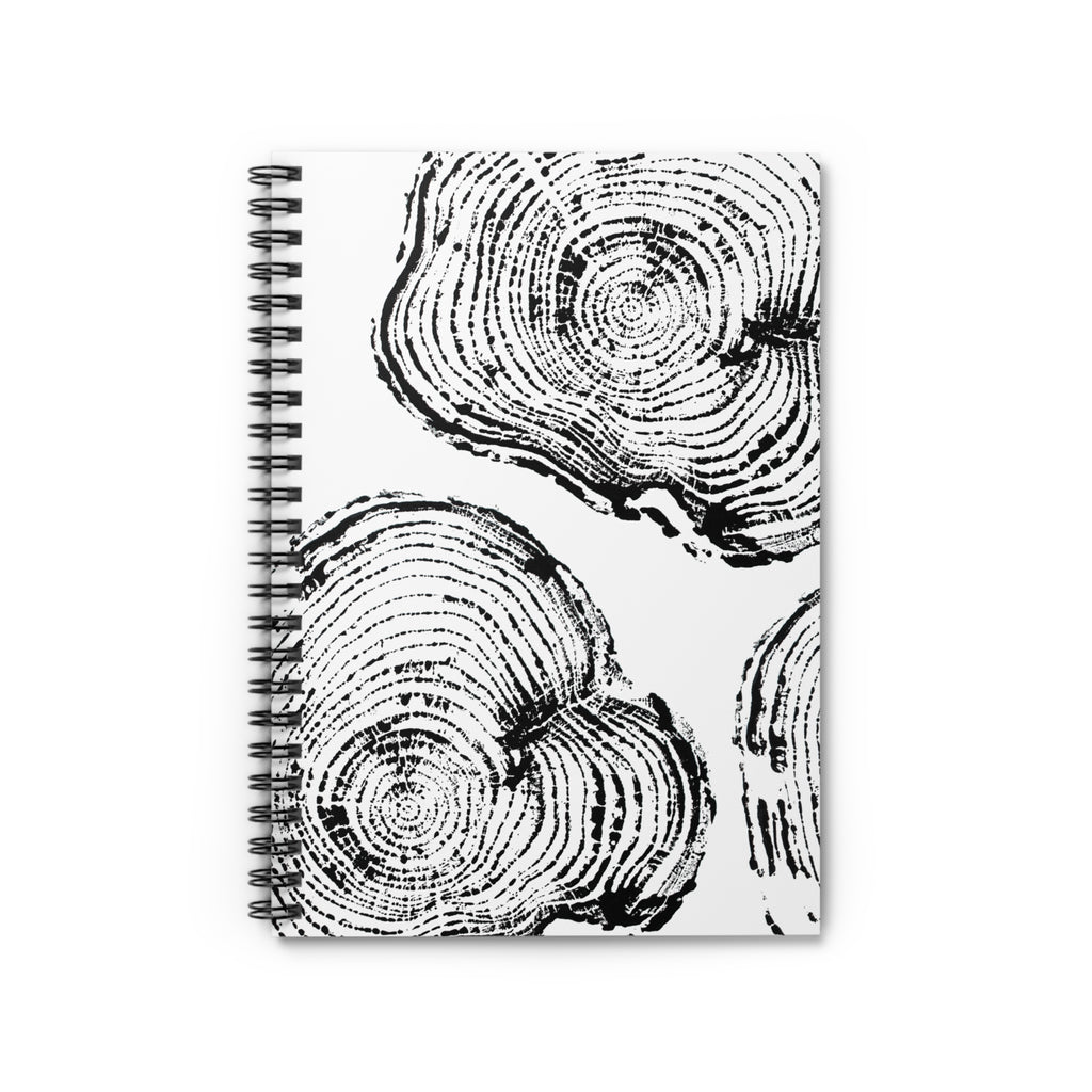 Woodcut Tree Ring Spiral Notebook #0404