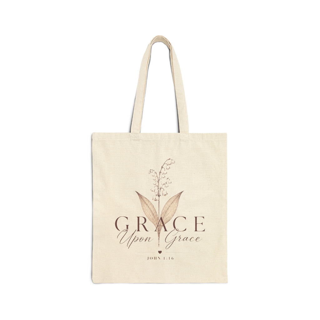 Grace Upon Grace Cotton Tote Bag – Lily of the Valley Faith Tote (John 1:16)