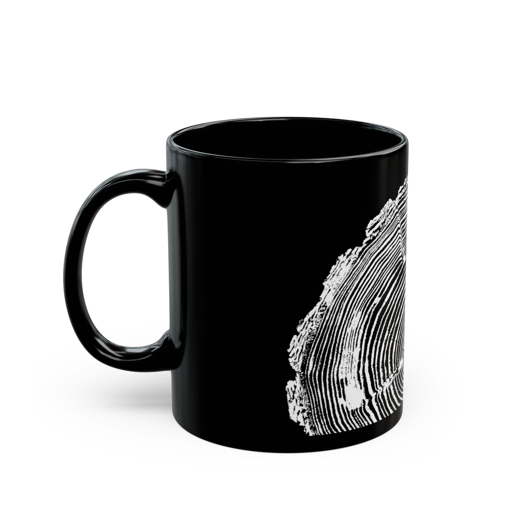 Fir Tree Ring Print Black Ceramic Mug #6772