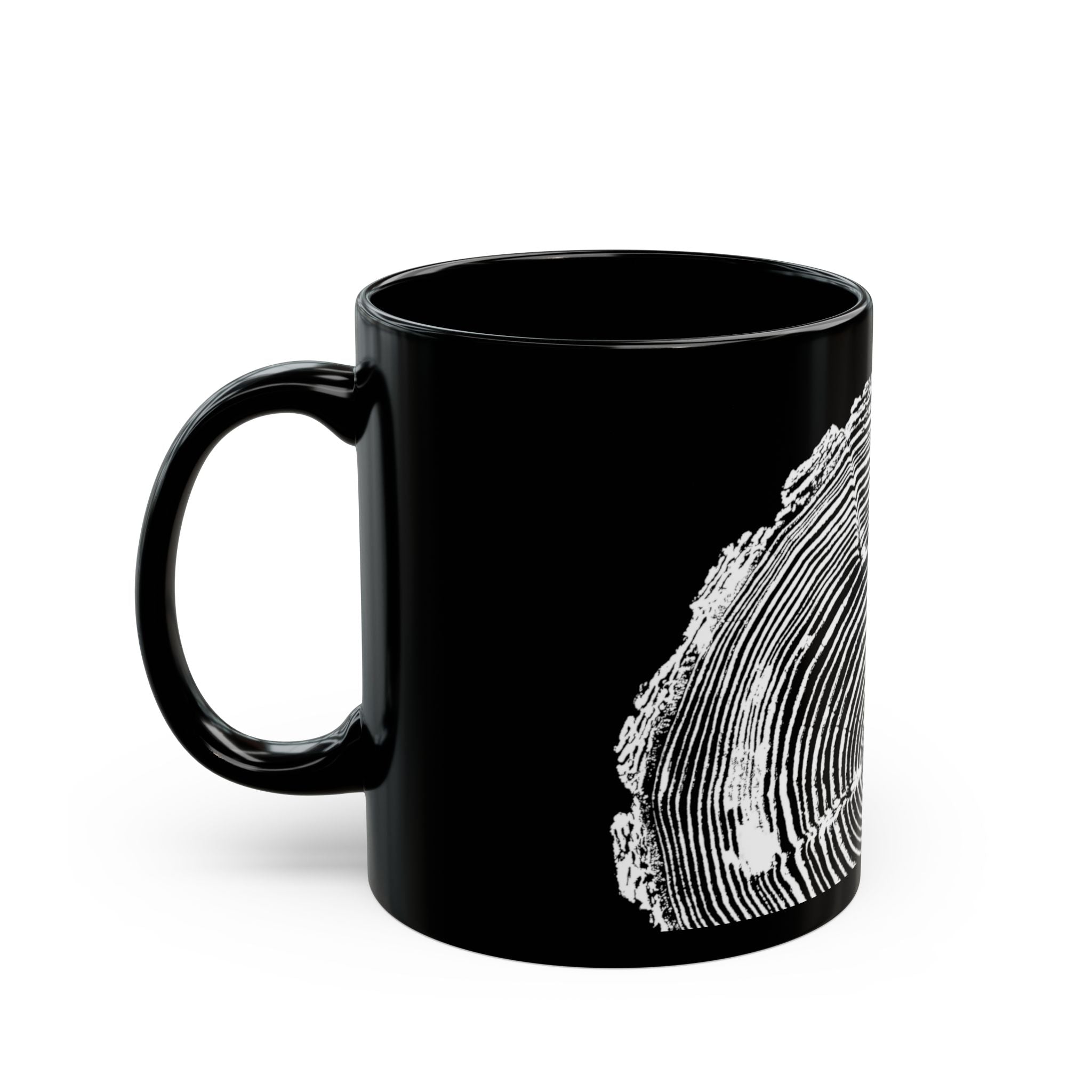 Fir Tree Ring Print Black Ceramic Mug #6772