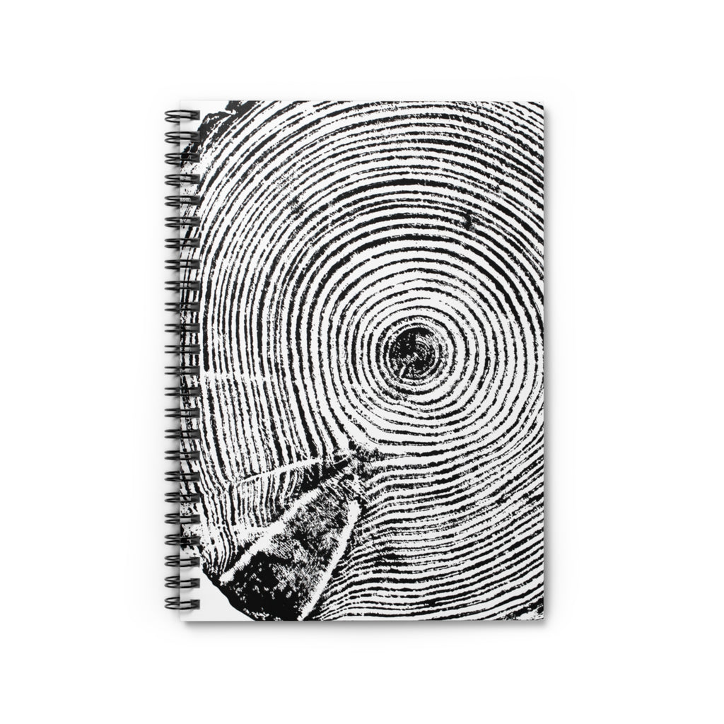 Woodcut Tree Ring Spiral Notebook #0409