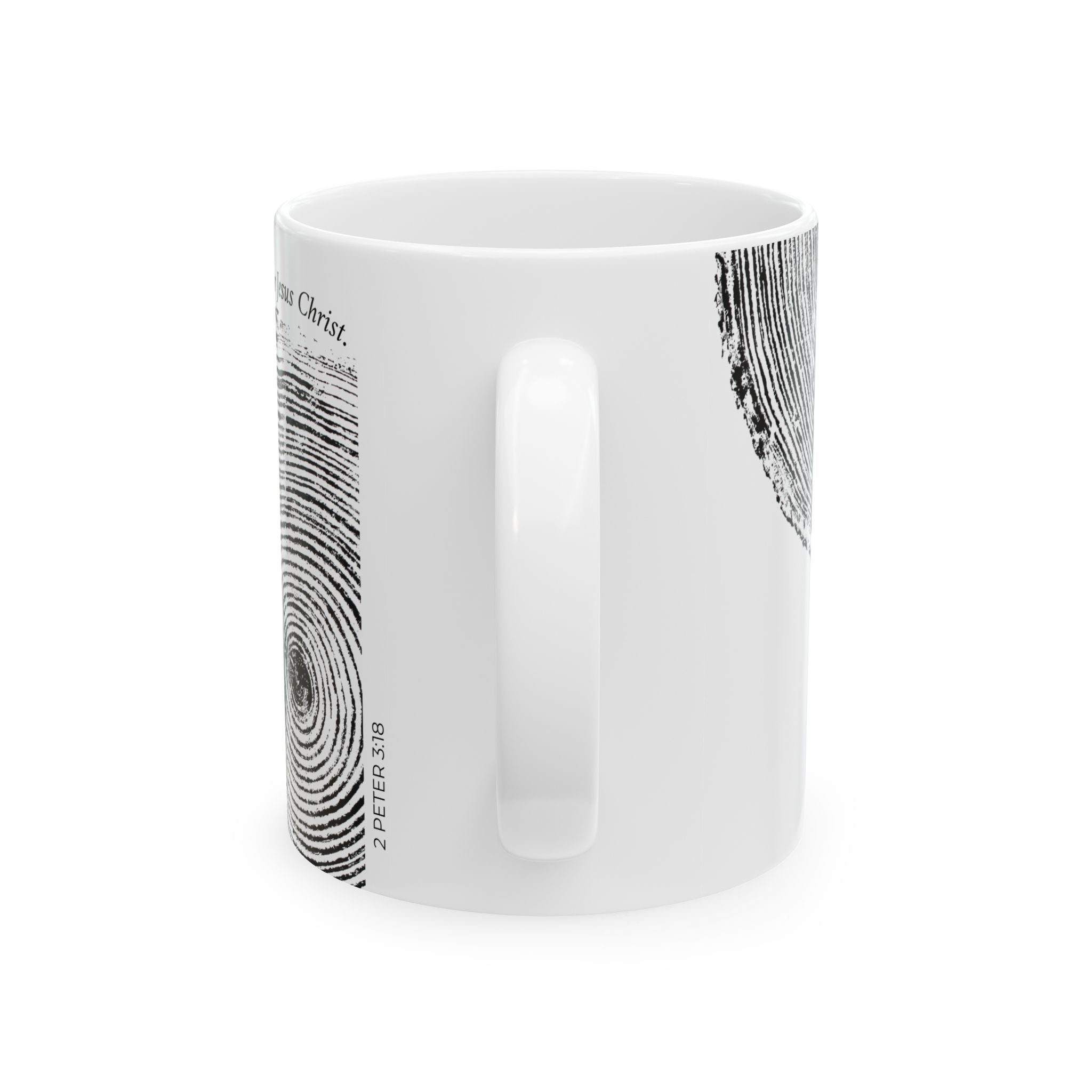 Woodcut Print Ceramic Mug 2 Peter 3:18 #0410 (11oz | 15oz)