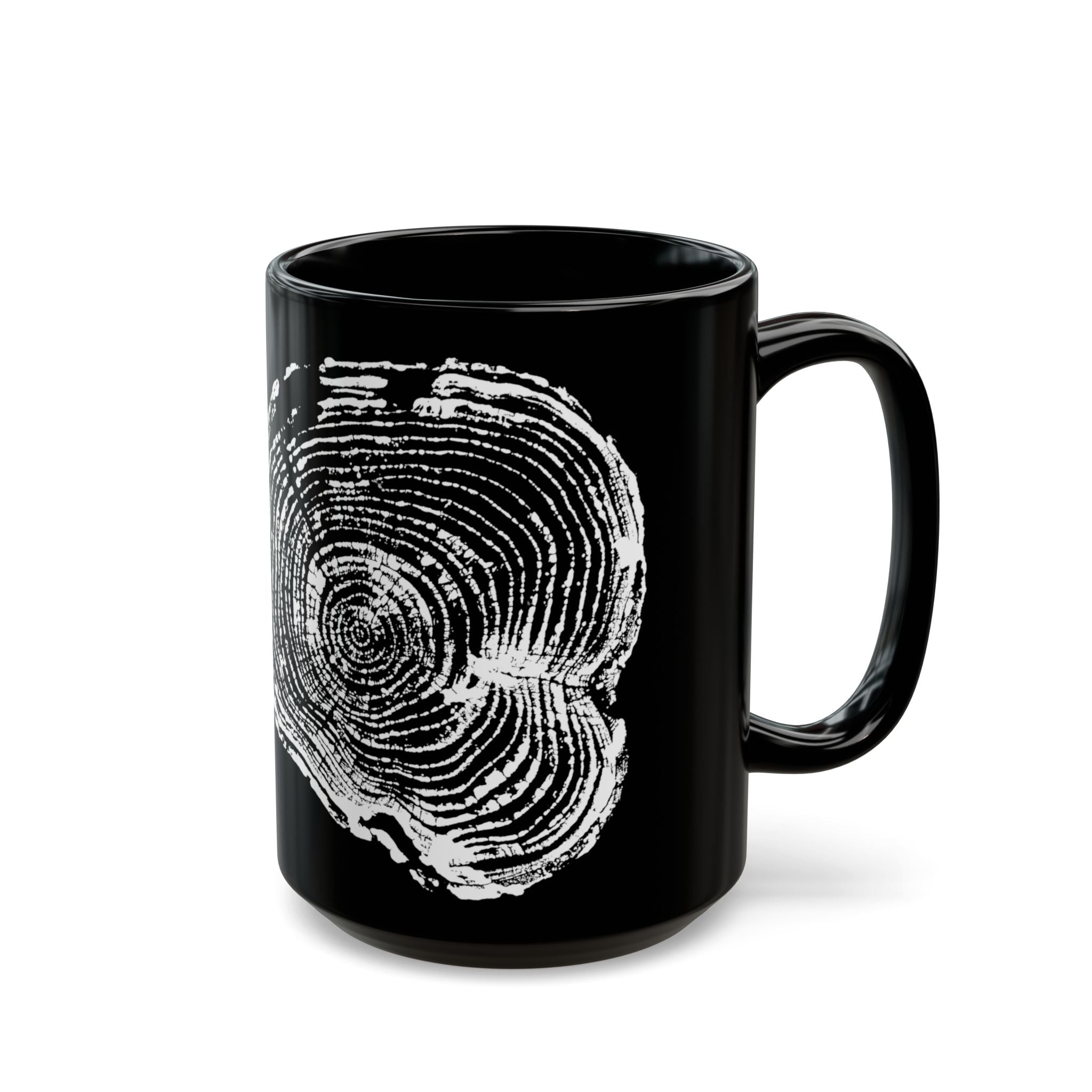 Cottonwood Tree Ring Print Black Ceramic Mug #0405