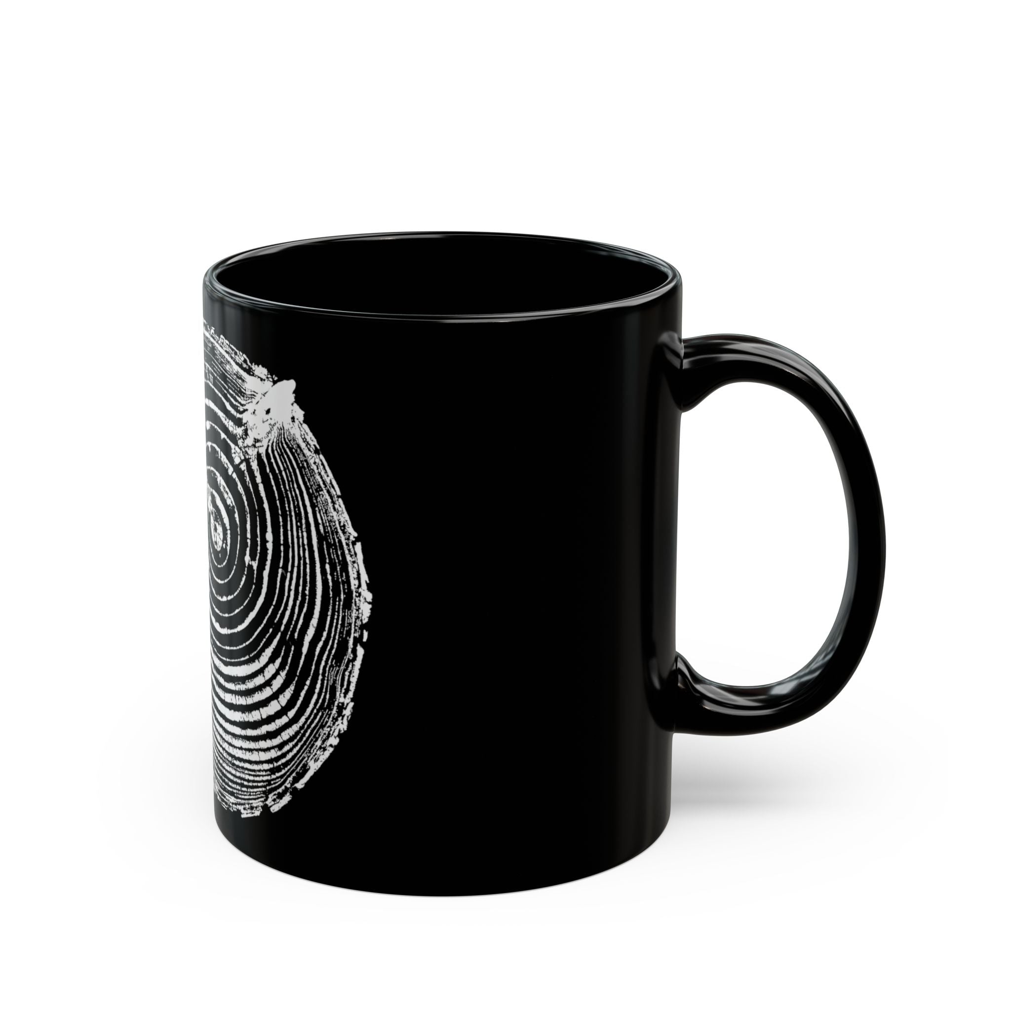 Cottonwood Tree Ring Print Black Ceramic Mug #6770
