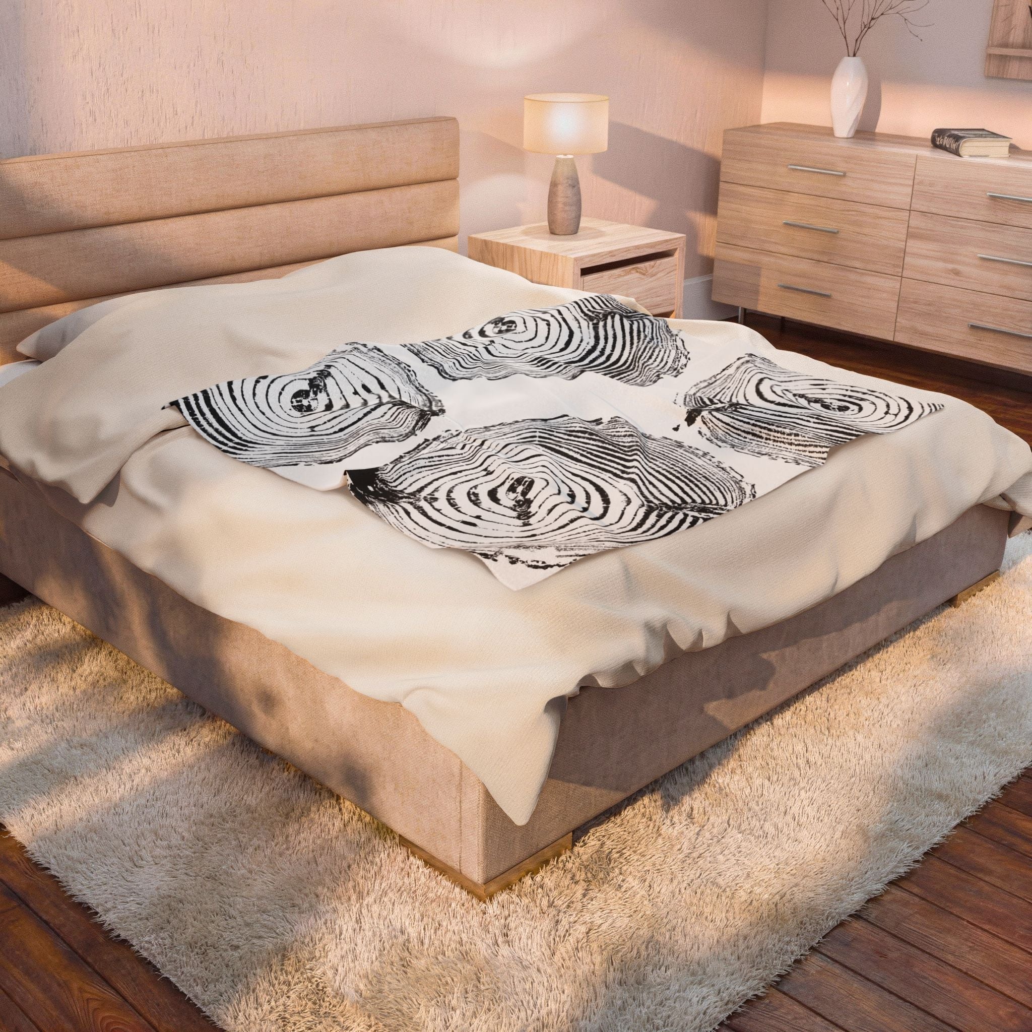 Woodcut Print Blanket | Plush Throw #6772