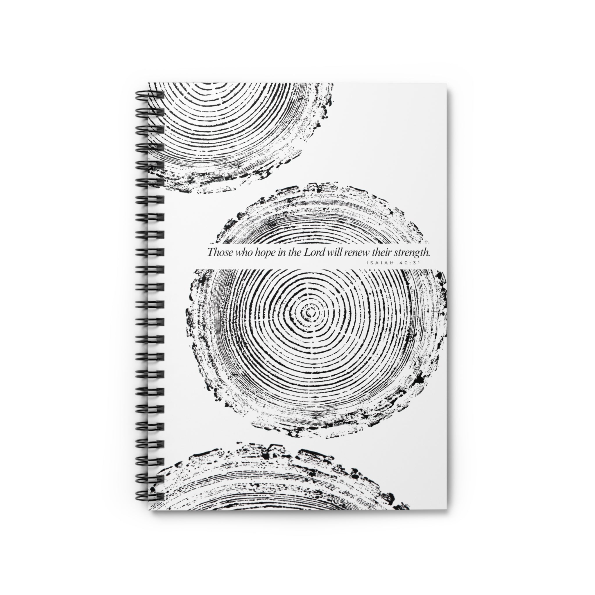 Woodcut Tree Ring Spiral Notebook Isaiah 40:31 #0398