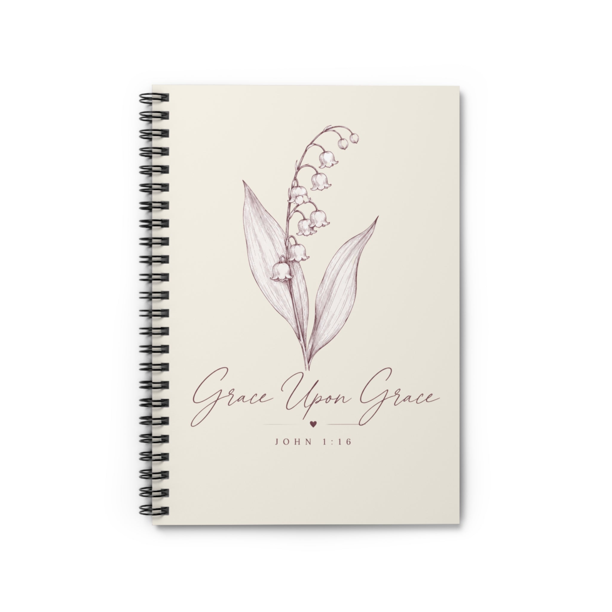 Lily of the Valley Spiral Notebook — "Grace Upon Grace" Christian Journal (Ruled)