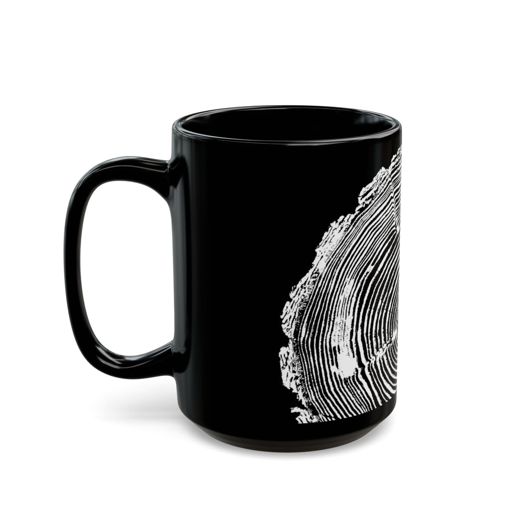 Fir Tree Ring Print Black Ceramic Mug #6772
