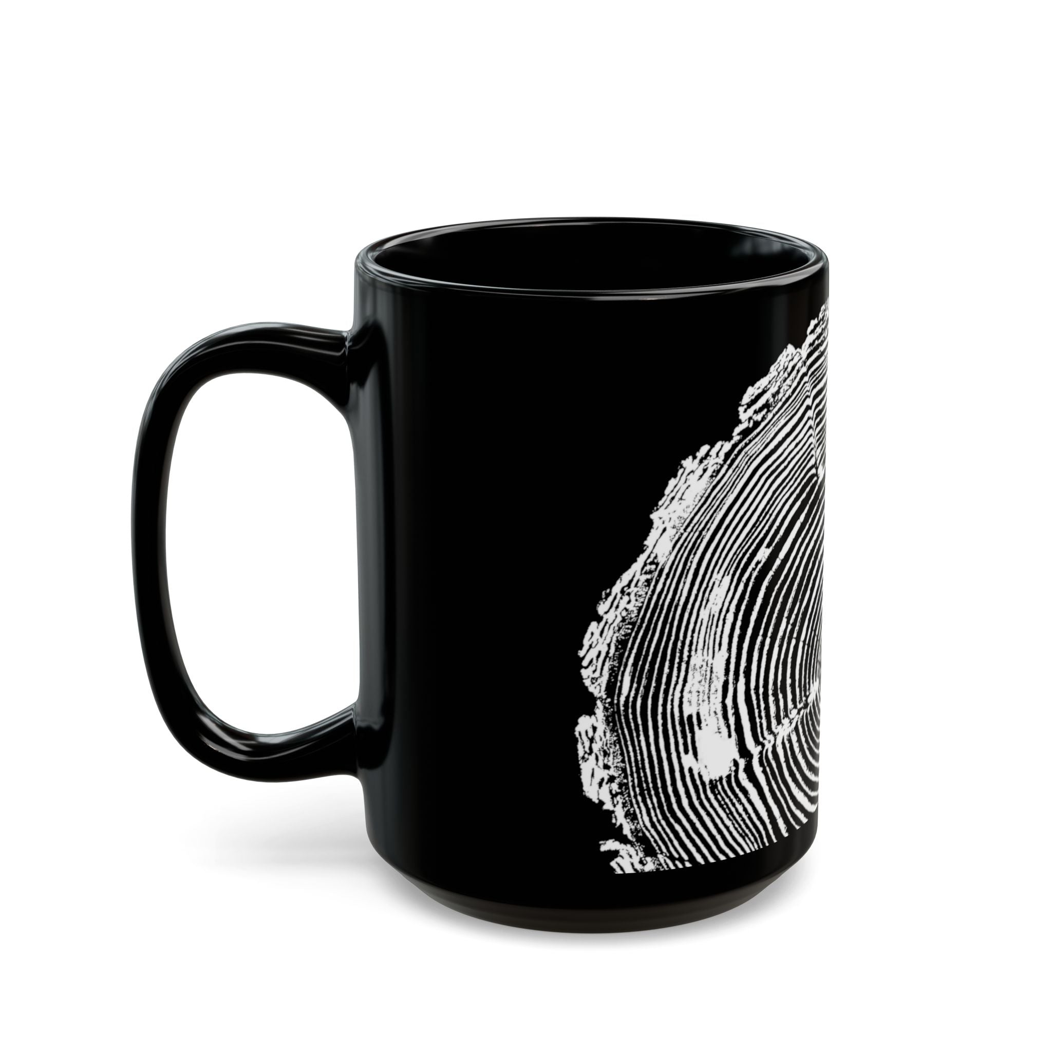 Fir Tree Ring Print Black Ceramic Mug #6772