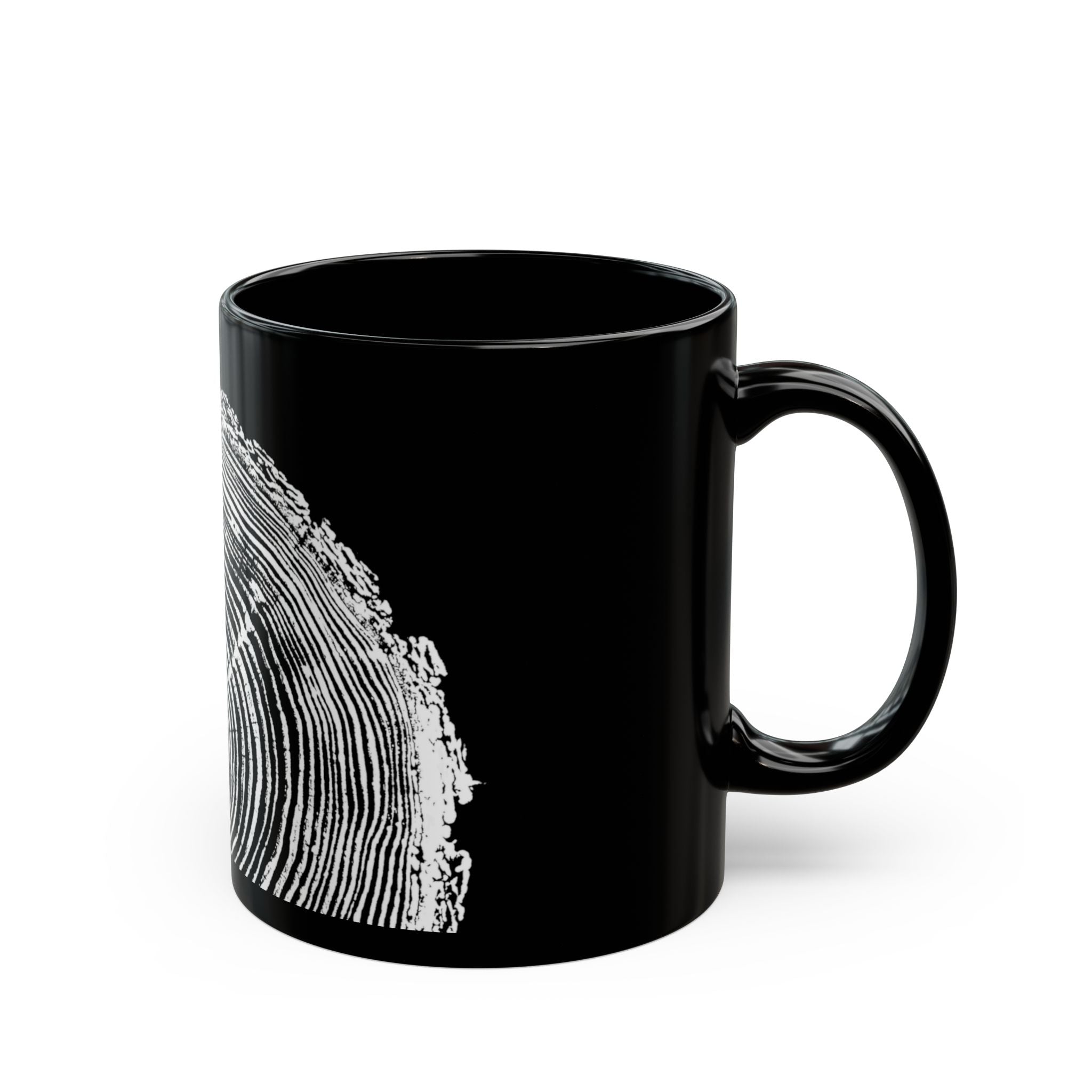 Fir Tree Ring Print Black Ceramic Mug #6772