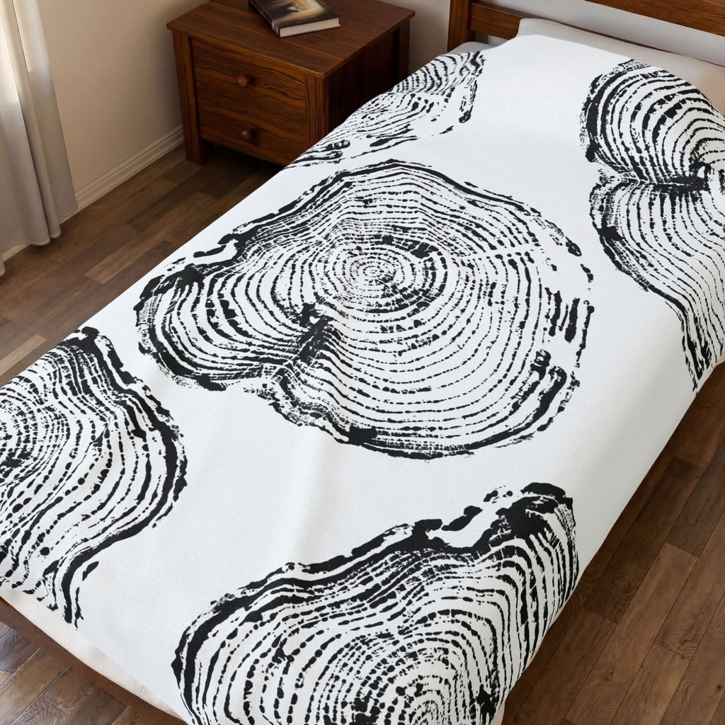 Woodcut Print Blanket | Plush Throw #0404