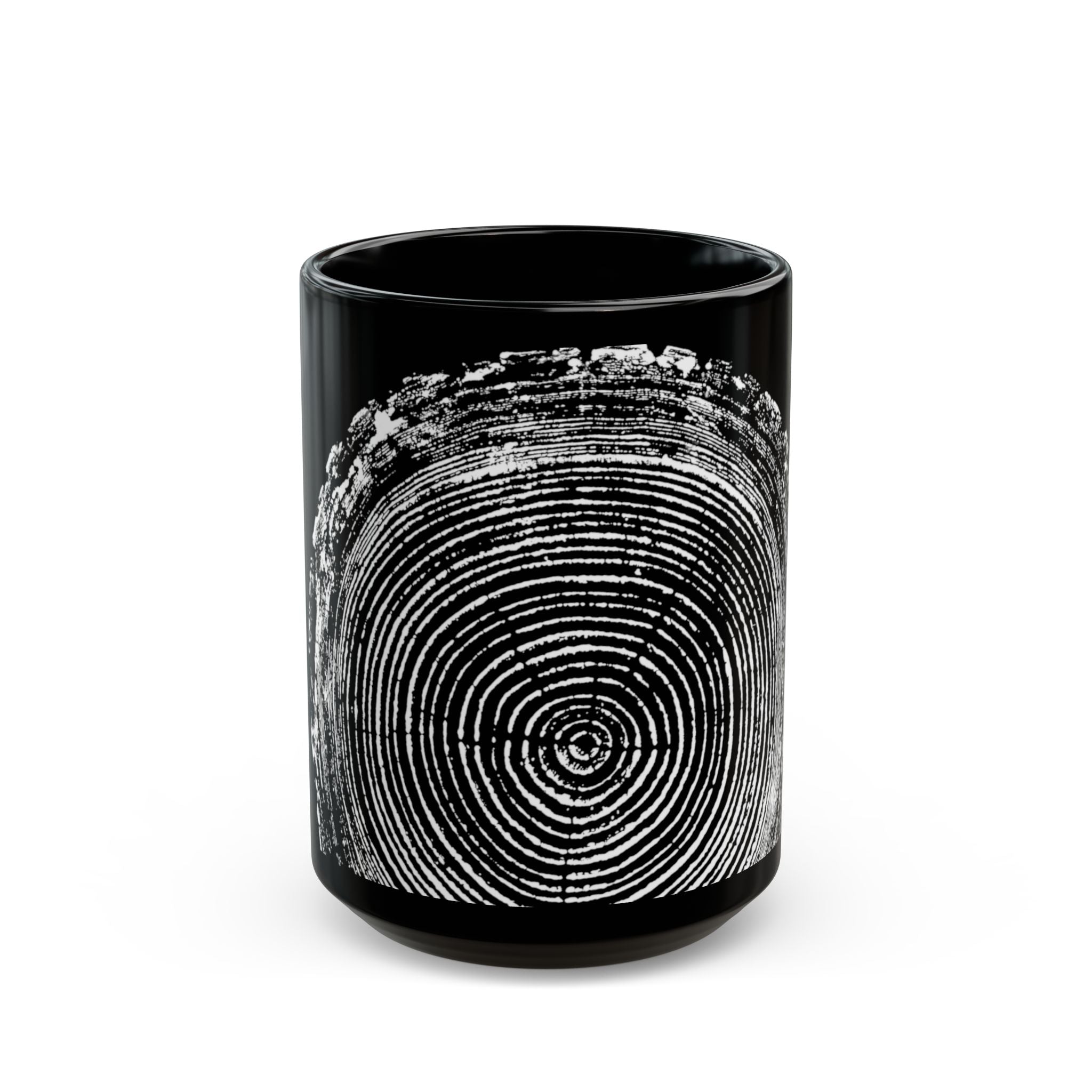 Tree Ring Print Black Ceramic Mug #0398