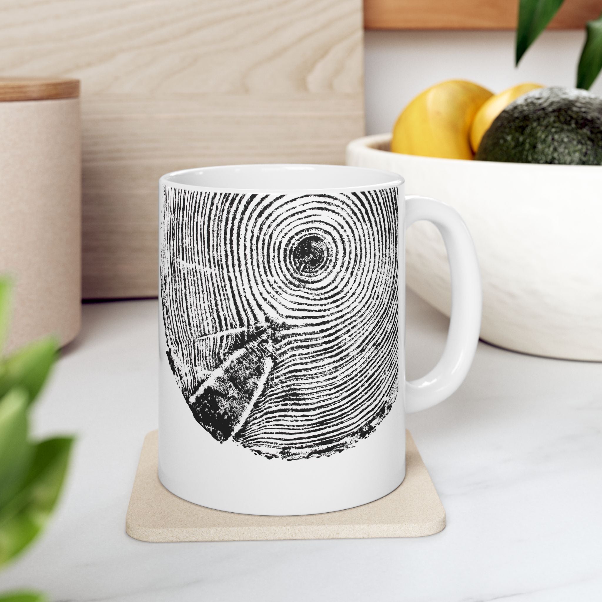 Hemlock Tree Ring Print Ceramic Mug #0410