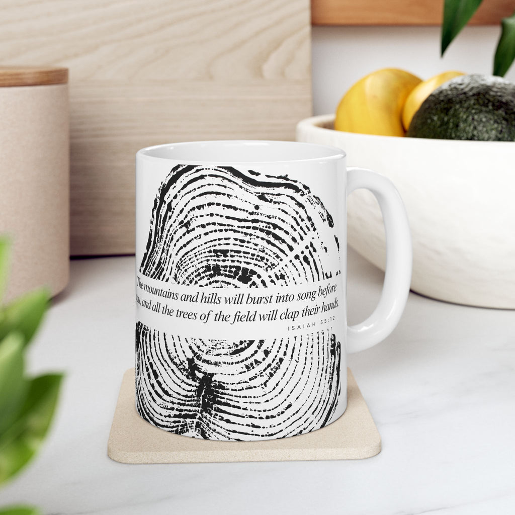 Woodcut Print Ceramic Mug Isaiah 55:12 #0405 (11oz | 15oz)