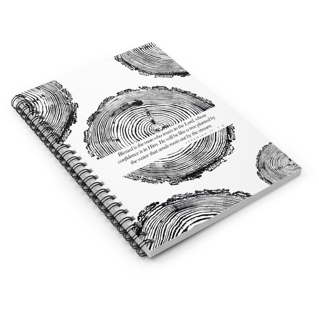 Woodcut Tree Ring Spiral Notebook Jeremiah 17: 7-8 #0398