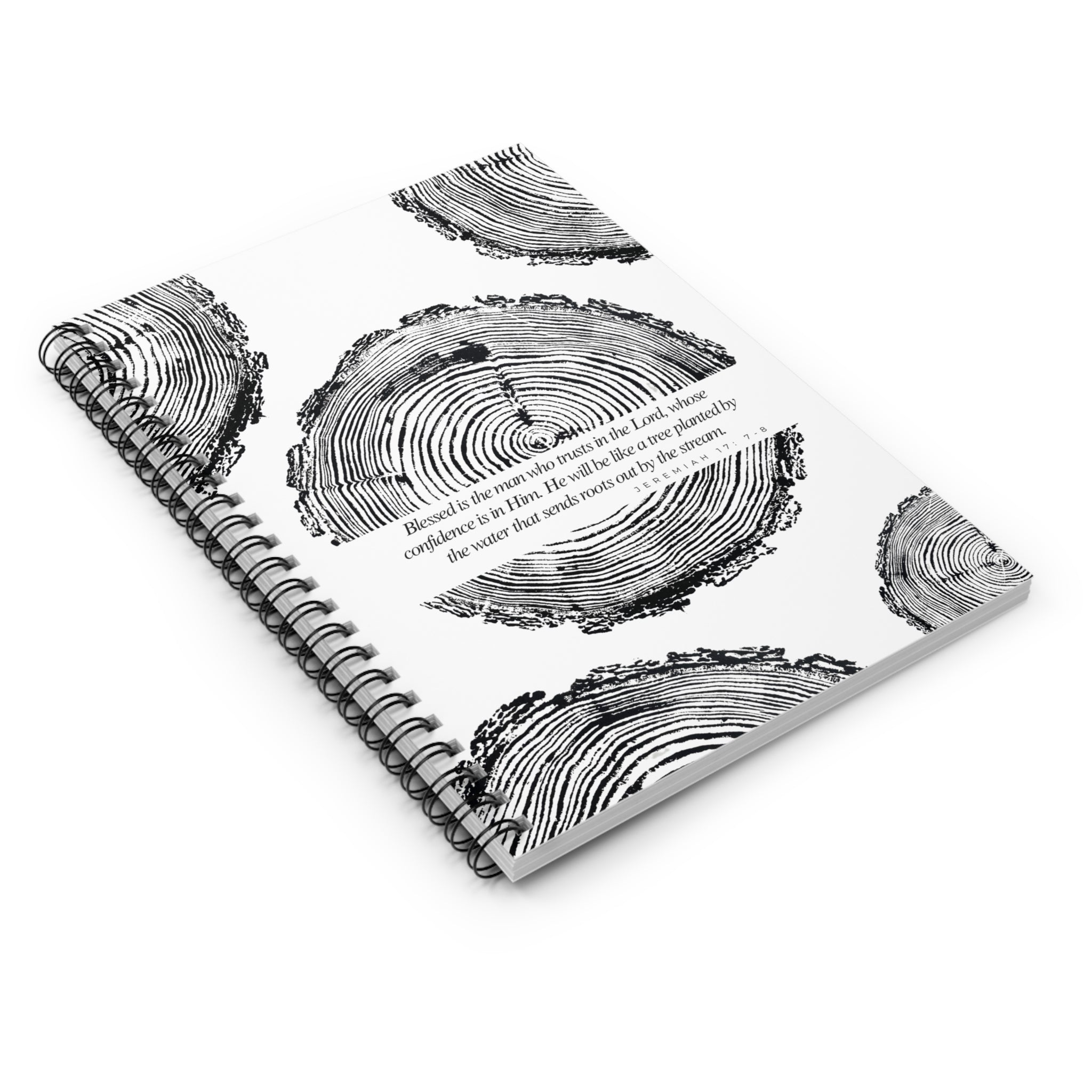 Woodcut Tree Ring Spiral Notebook Jeremiah 17: 7-8 #0398