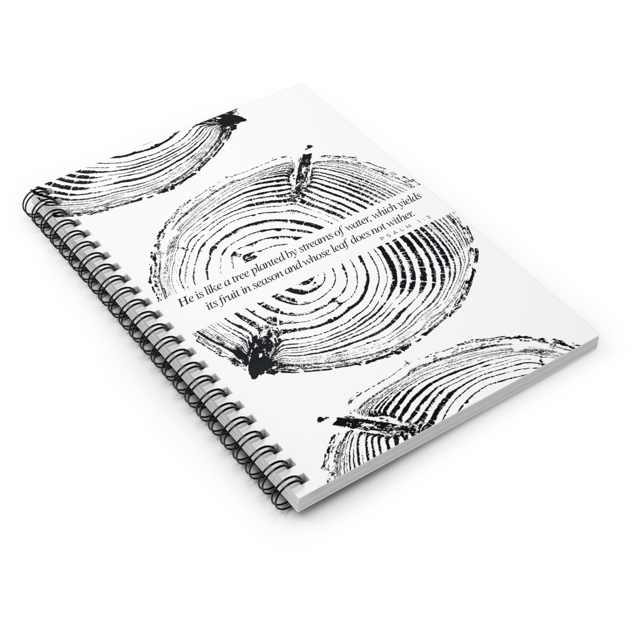 Woodcut Tree Ring Spiral Notebook Psalm 1:3 #6770