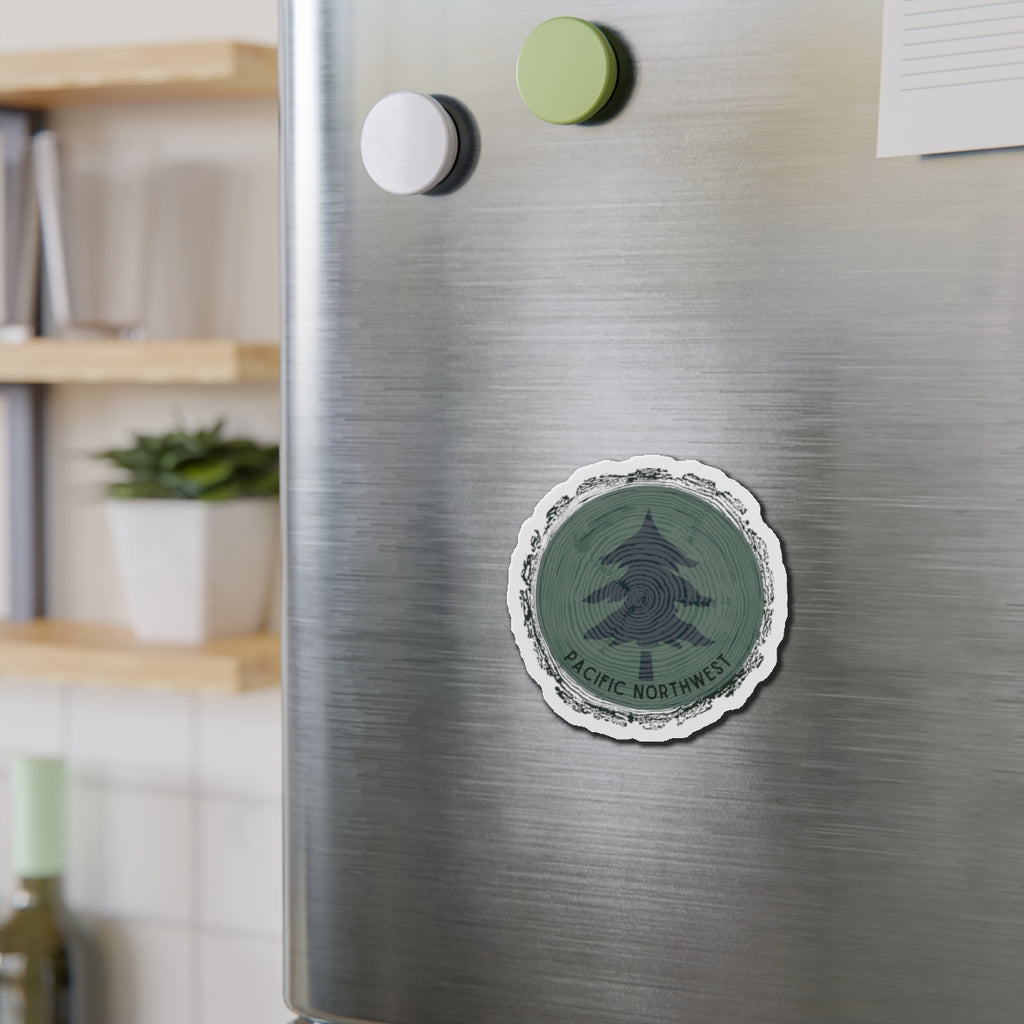 Pacific Northwest Woodgrain Tree Ring Die-Cut Magnet