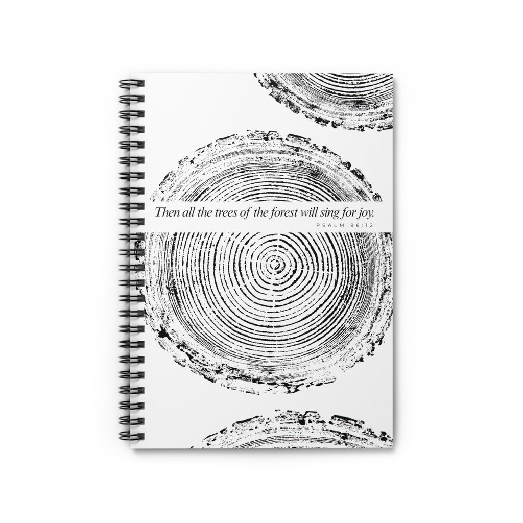 Woodcut Tree Ring Spiral Notebook Psalm 96:12 #0398