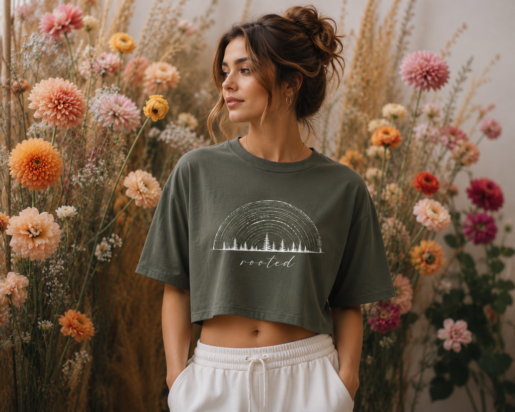 Classic Rooted Jersey Crop in Green