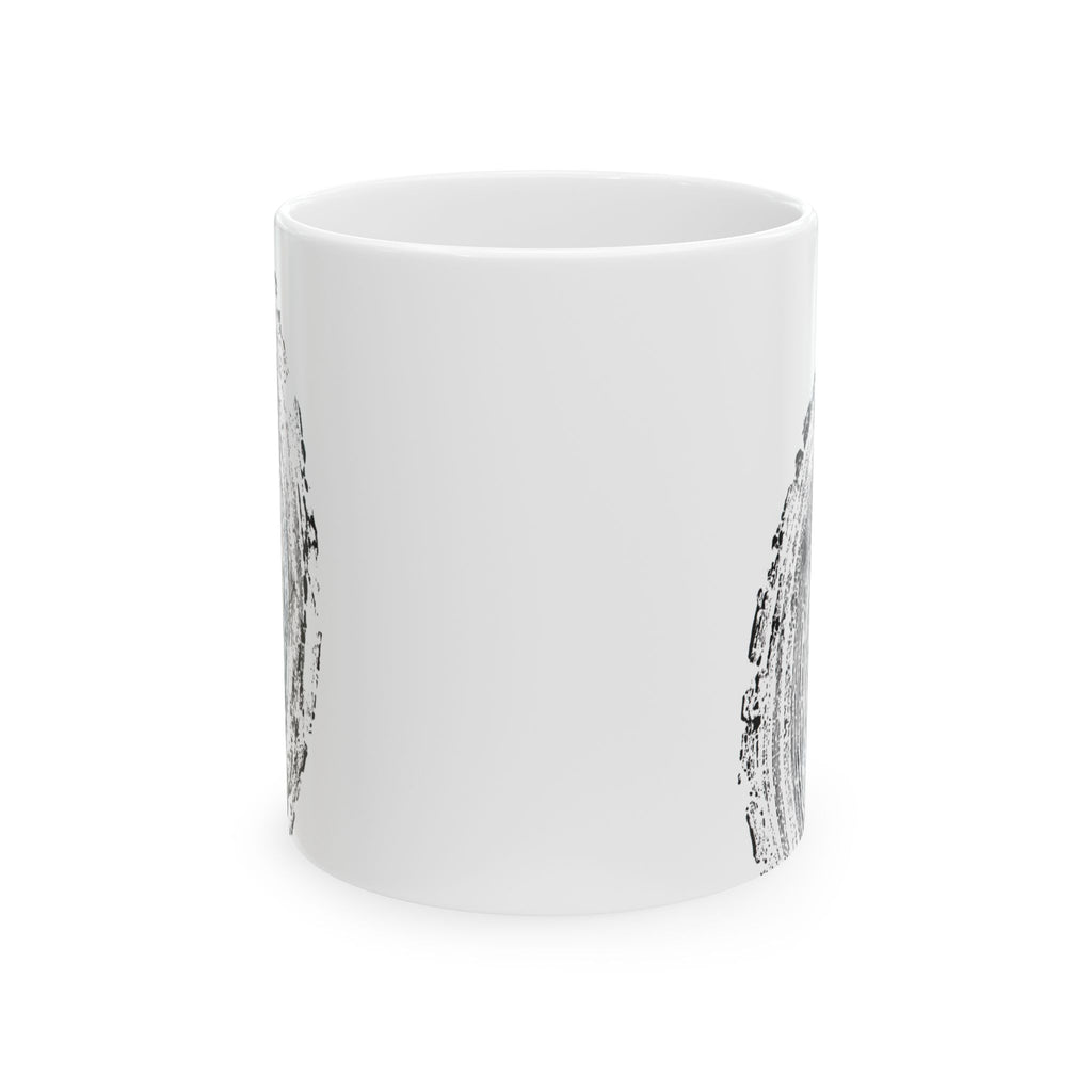 Woodcut Tree Ring Print Ceramic Mug #0398