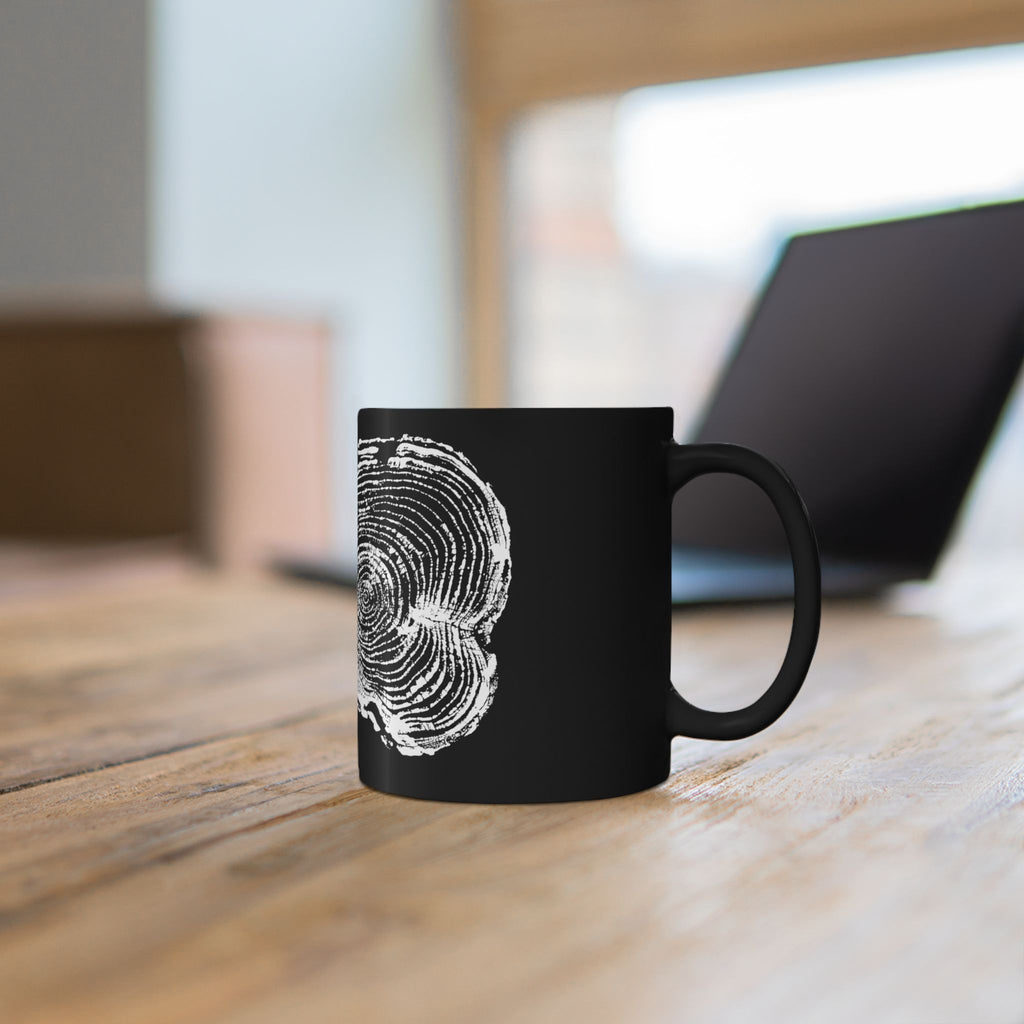 Cottonwood Tree Ring Print Black Ceramic Mug #0405