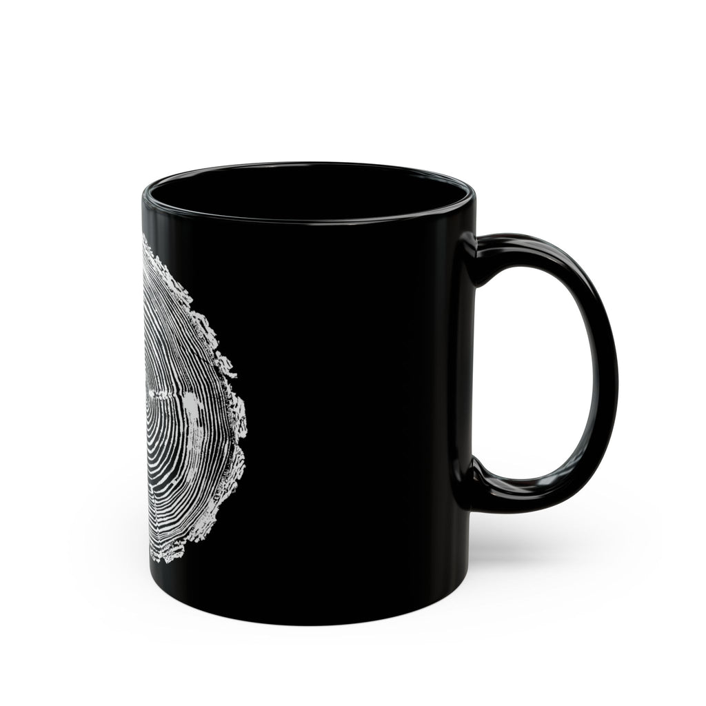 Fir Tree Ring Print Black Ceramic Mug #6772