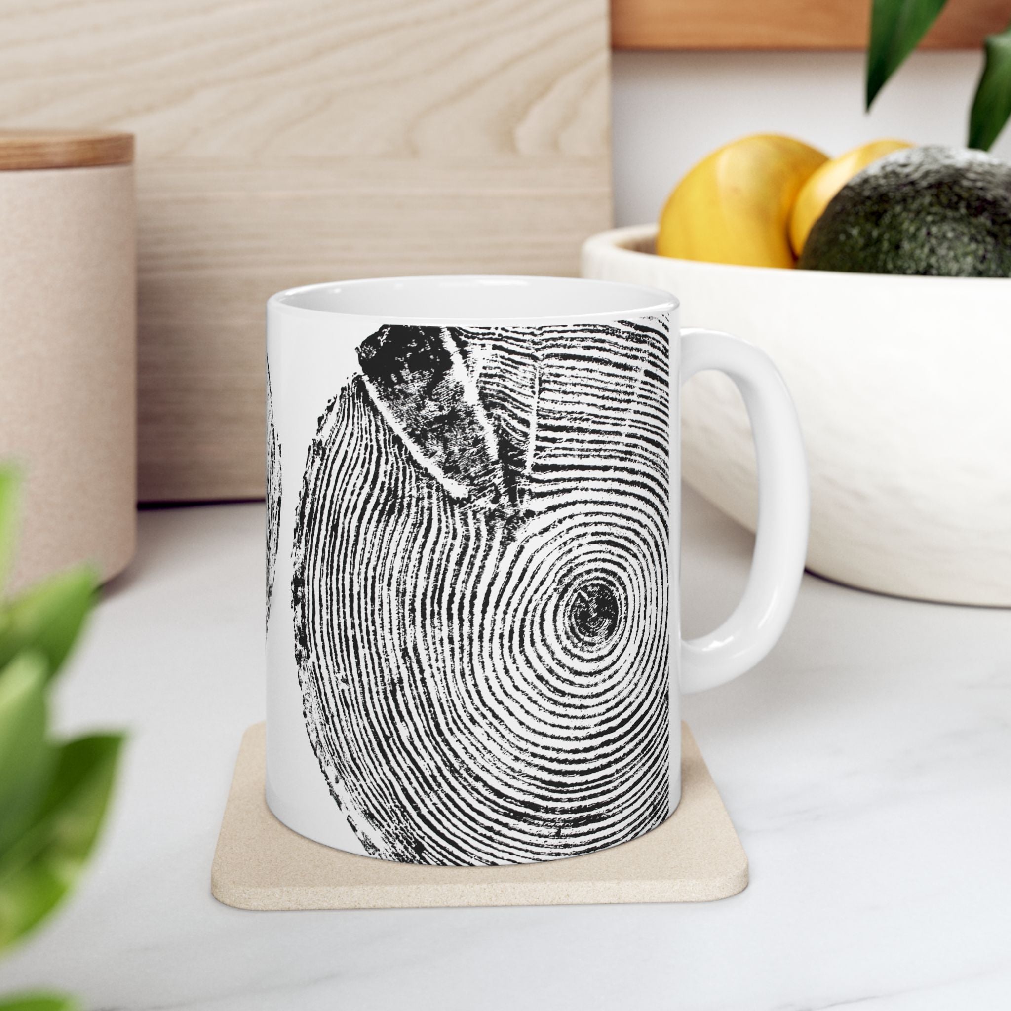 Hemlock Tree Ring Print Ceramic Mug #0409