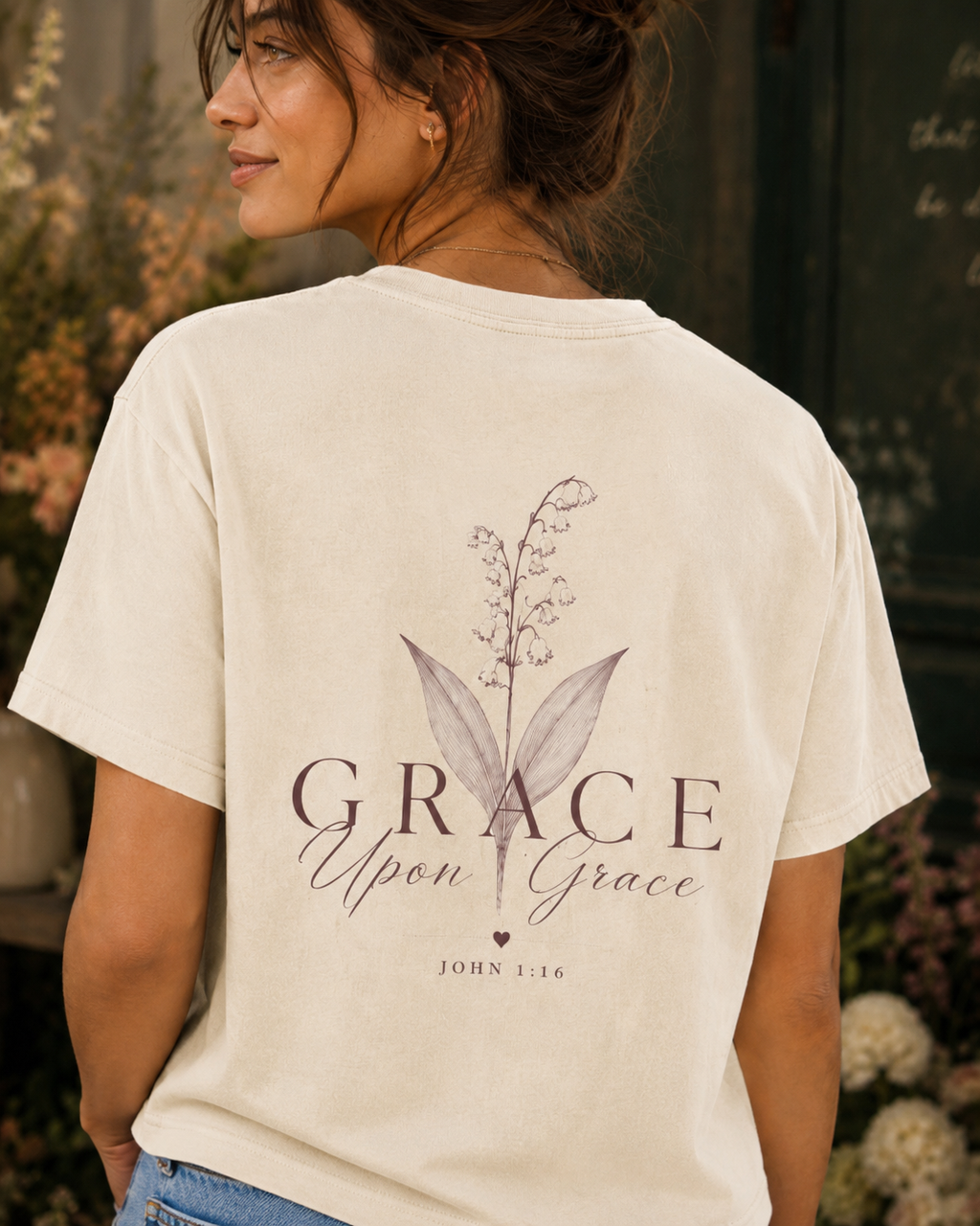 Grace Upon Grace: Lily of the Valley Floral Boxy Tee