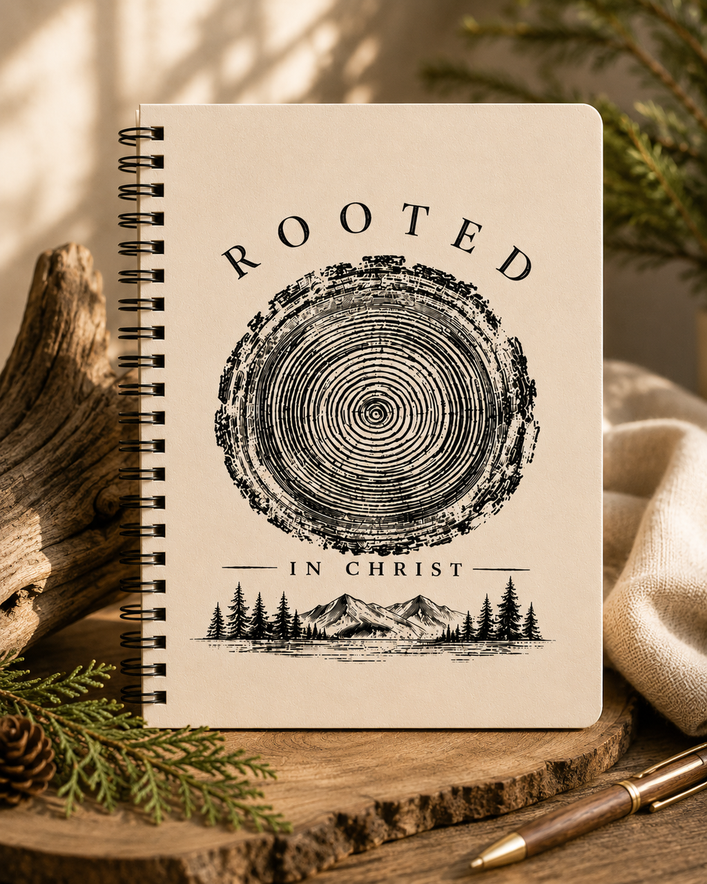 Rooted in Christ Spiral Notebook — Christian Journal, Faith-Based Ruled Notebook