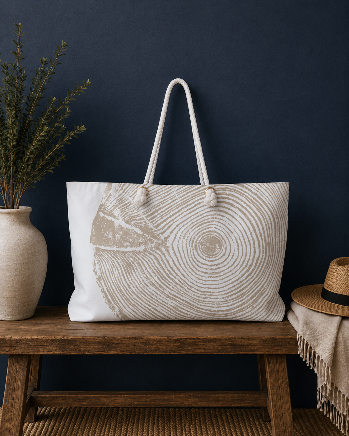Hemlock Tree Ring Weekender Bag Sand