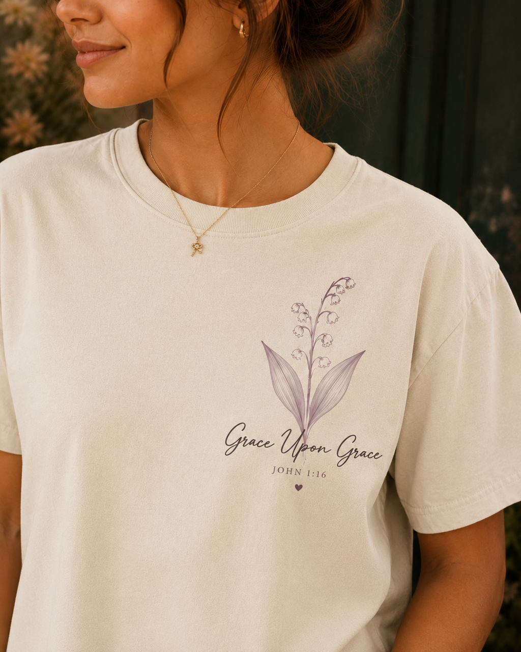 Grace Upon Grace: Lily of the Valley Floral Boxy Tee